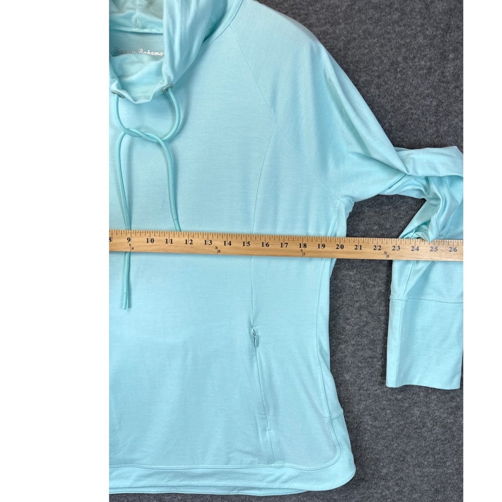 Tommy Bahama IslandZone Pullover‎ Women M Aqua Funnel Neck Zip Pockets Coastal - Picture 5 of 8